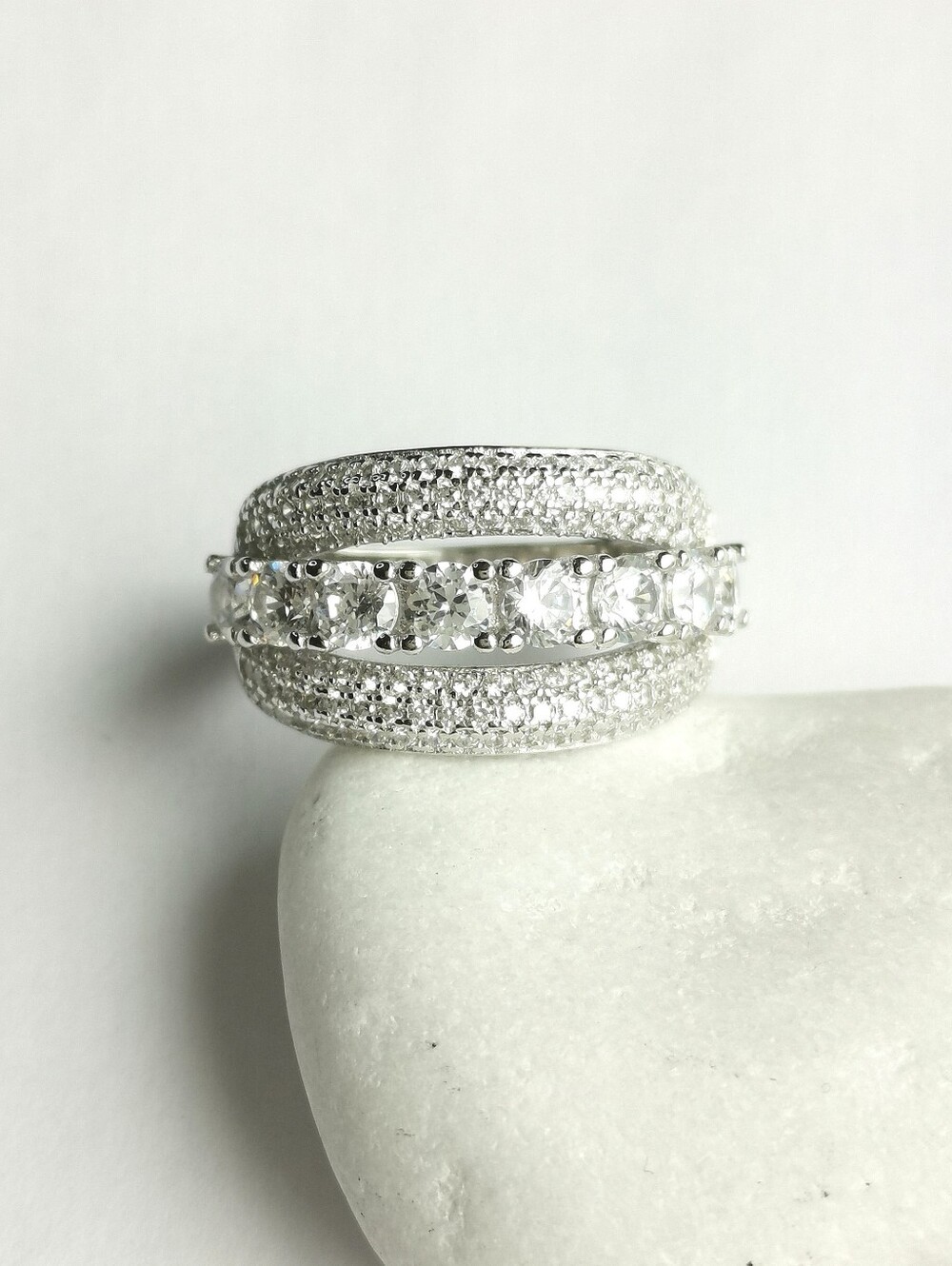 Sterling silver cz  ring engagement cocktail size 8